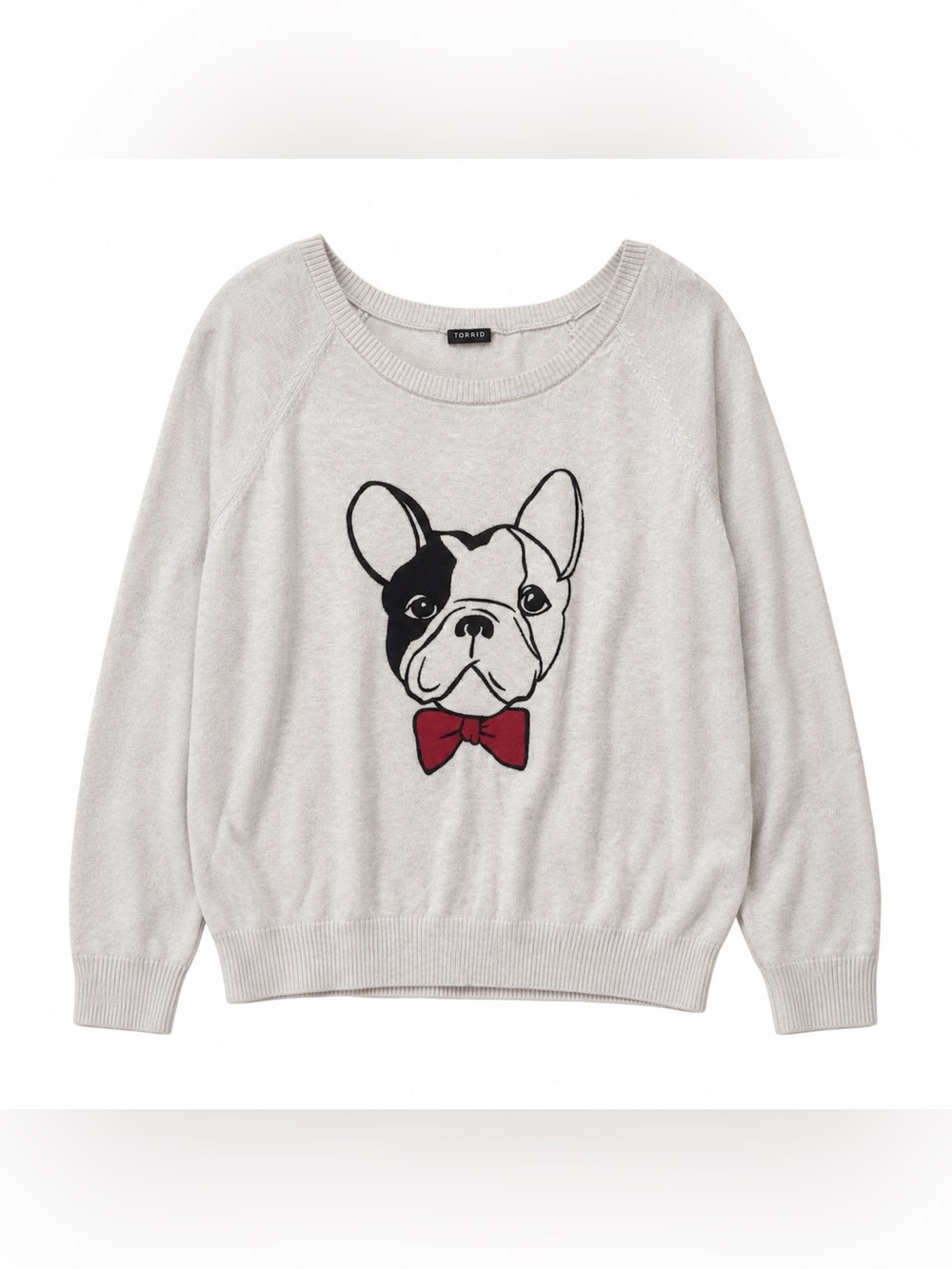 Torrid 2X French Bulldog Frenchie Bow Tie Cotton Graphic Sweater